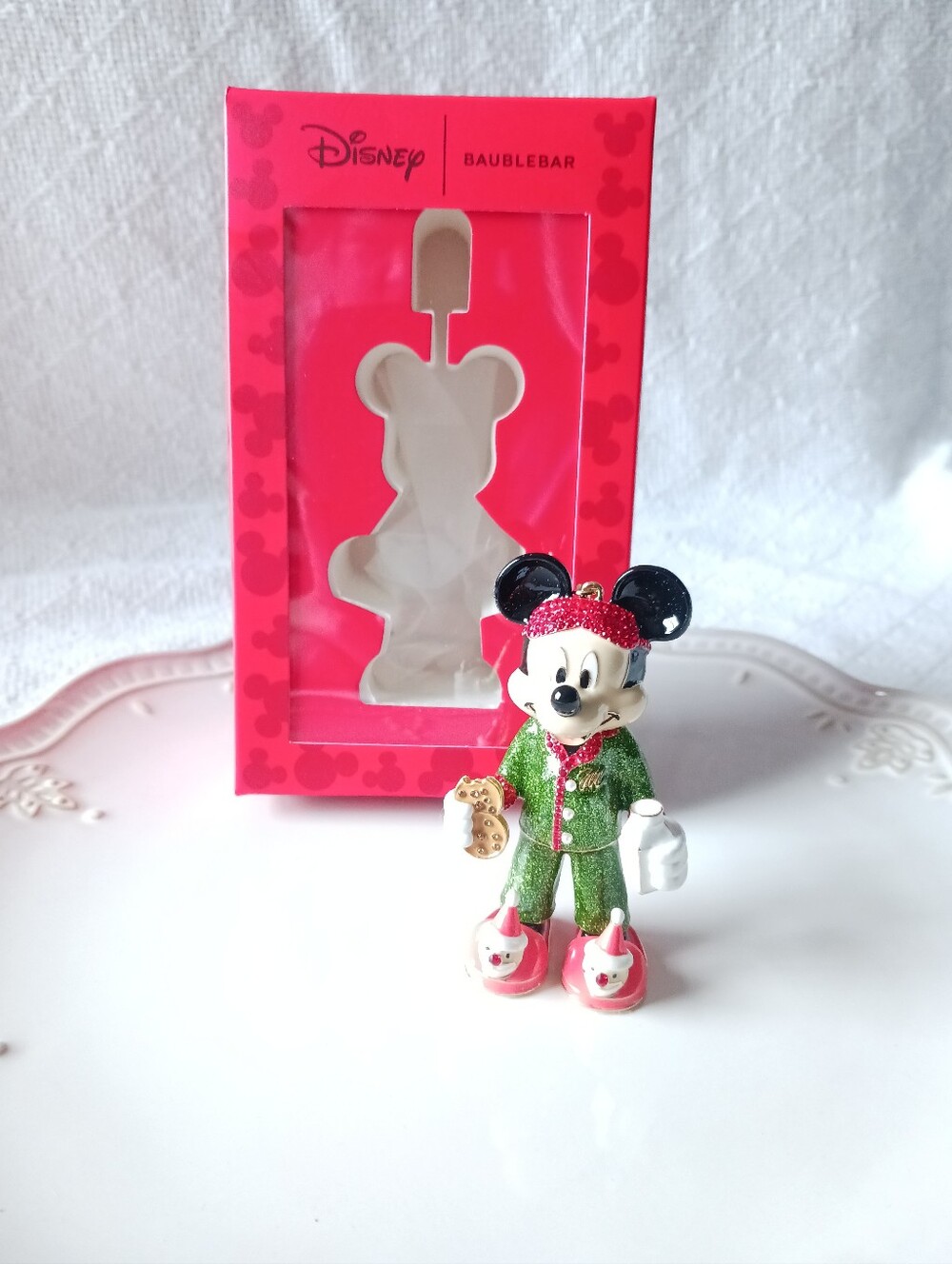 Baublebar × Disney Mickey Mouse Milk & Cookies Christmas Key Chain Bag Charm